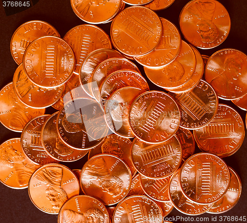 Image of Retro look Dollar coins 1 cent wheat penny cent