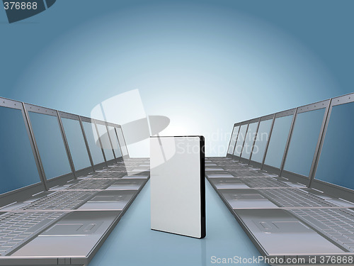 Image of Laptop corridor with DVD software case