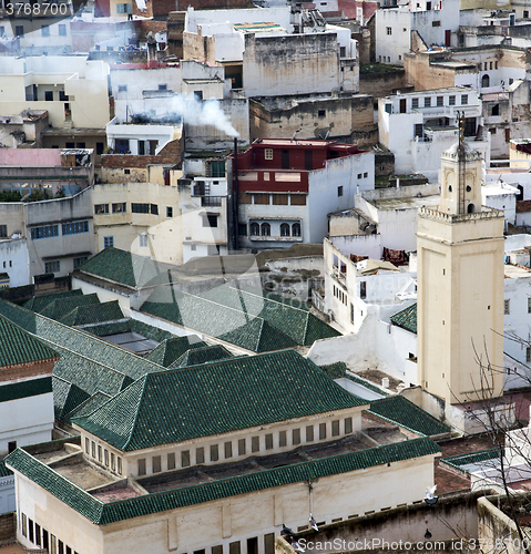 Image of constructions from high in the       village    morocco africa f