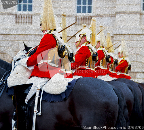 Image of in london england horse and cavalry for    the queen