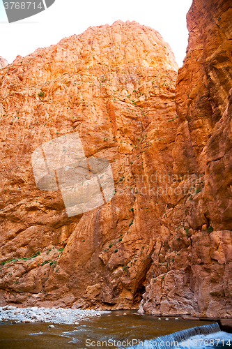Image of  in todra gorge morocco  and river