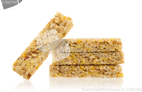 Image of Muesli bar with apple, nuts and sugar