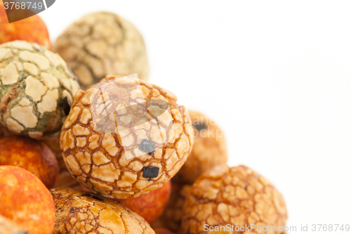 Image of Japanese sweets beans (nuts) with colored sugar coat,