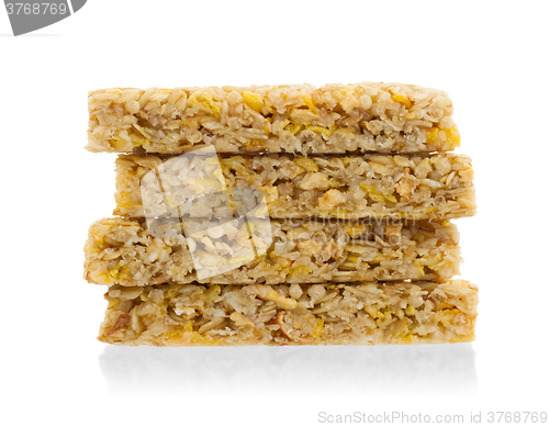 Image of Muesli bar with apple, nuts and sugar