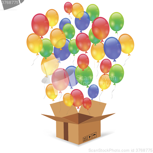 Image of Cardbox and Colorful Balloons