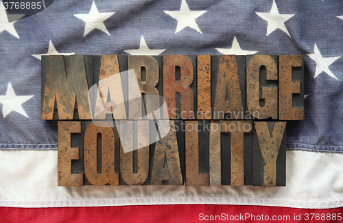 Image of Marriage equality on old American flag