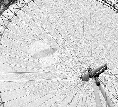 Image of london eye in the spring sky and white clouds