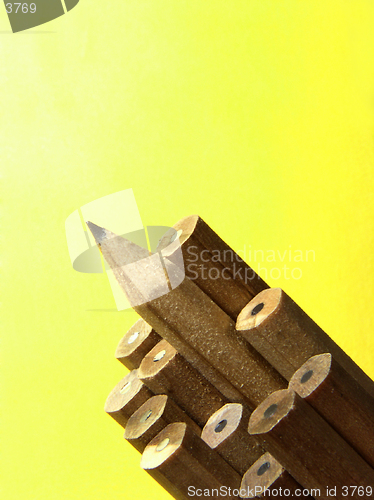 Image of Close-up shot of a bunch of wood pencils