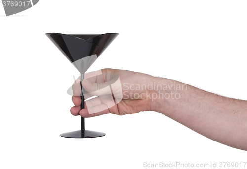 Image of Black plastic coctail glass in hand