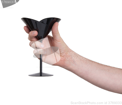 Image of Black plastic coctail glass in hand