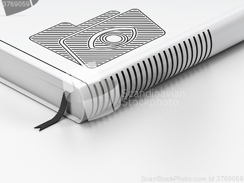 Image of Business concept: closed book, Folder With Eye on white background