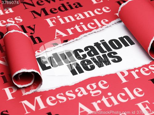 Image of News concept: black text Education News under the piece of  torn paper