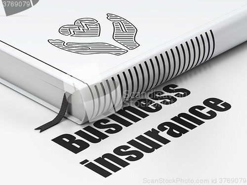 Image of Insurance concept: book Heart And Palm, Business Insurance on white background