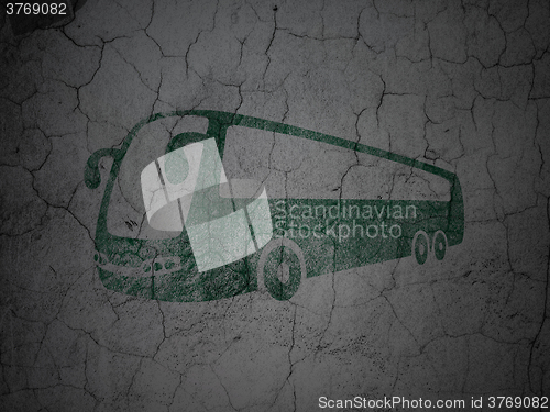 Image of Travel concept: Bus on grunge wall background