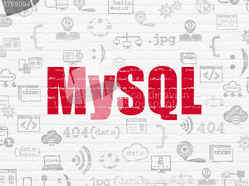 Image of Software concept: MySQL on wall background