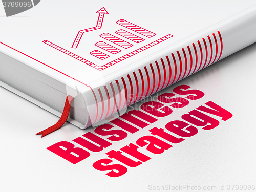 Image of Business concept: book Growth Graph, Business Strategy on white background