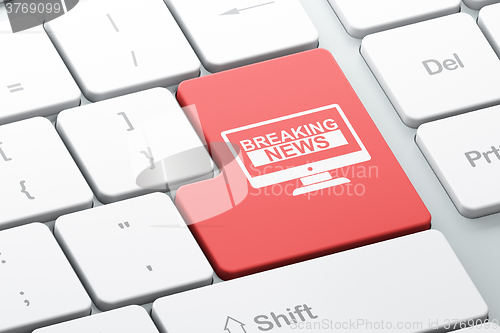 Image of News concept: Breaking News On Screen on computer keyboard background