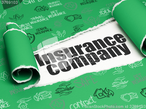 Image of Insurance concept: black text Insurance Company under the piece of  torn paper
