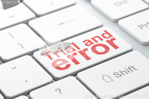 Image of Science concept: Trial And Error on computer keyboard background
