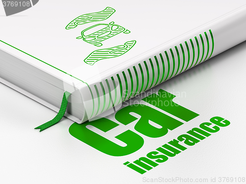 Image of Insurance concept: book Car And Palm, Car Insurance on white background
