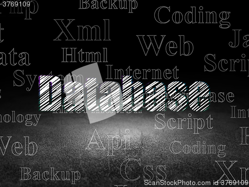 Image of Database concept: Database in grunge dark room