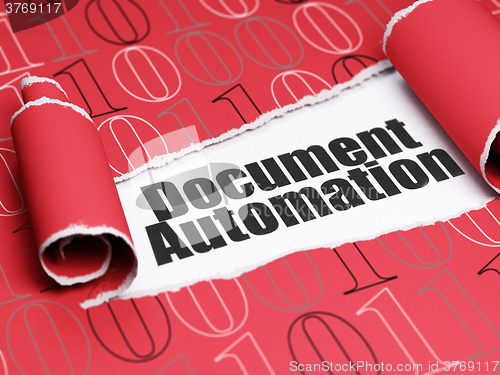 Image of Finance concept: black text Document Automation under the piece of  torn paper
