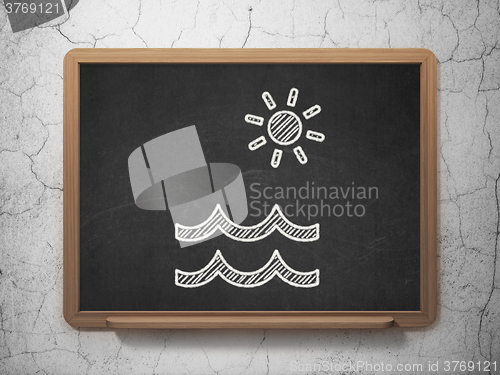Image of Vacation concept: Beach on chalkboard background