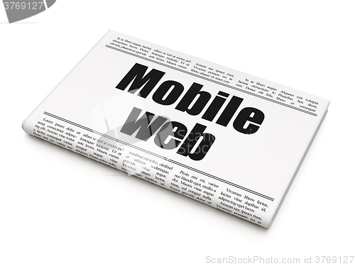 Image of Web development concept: newspaper headline Mobile Web