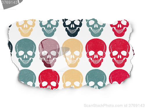 Image of Health concept: Scull icons on Torn Paper background