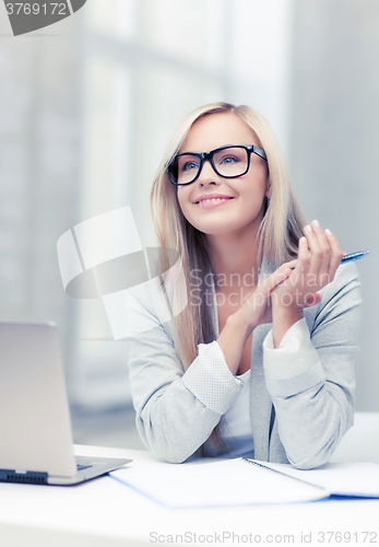 Image of businesswoman on a meeting