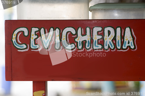 Image of generic sign for ceviche restaurant stand