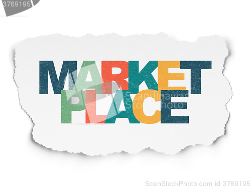 Image of Marketing concept: Marketplace on Torn Paper background