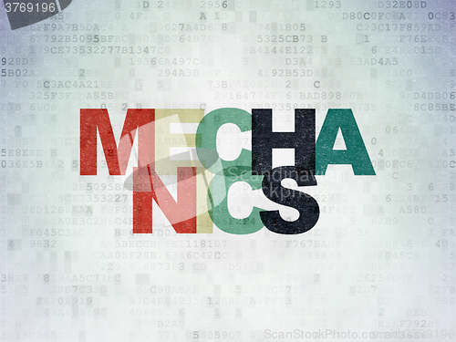 Image of Science concept: Mechanics on Digital Paper background