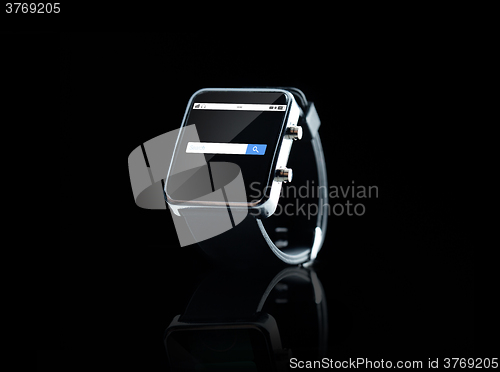 Image of close up of smart watch with internet search bar