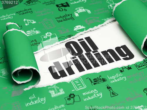 Image of Industry concept: black text Oil Drilling under the piece of  torn paper