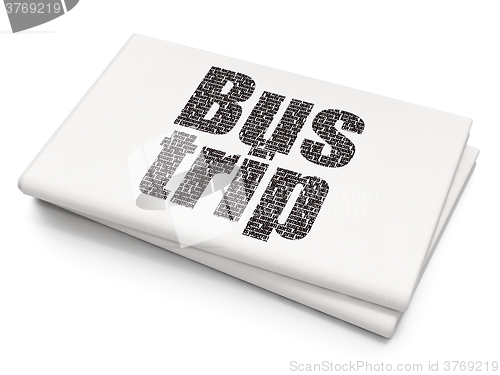 Image of Tourism concept: Bus Trip on Blank Newspaper background