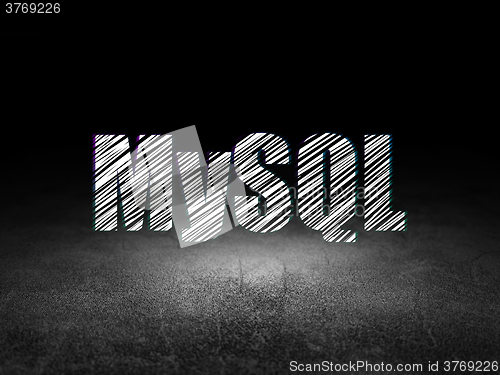 Image of Programming concept: MySQL in grunge dark room