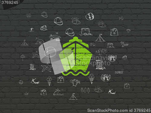 Image of Travel concept: Ship on wall background