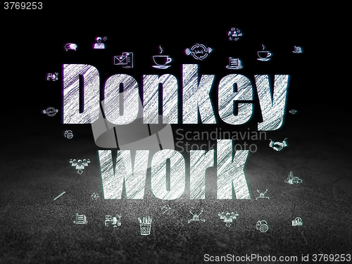Image of Finance concept: Donkey Work in grunge dark room