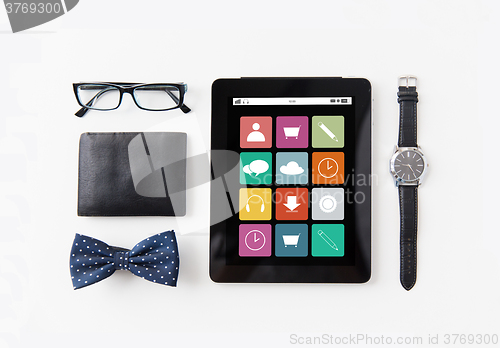 Image of tablet pc with applications and personal stuff