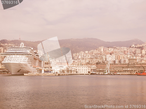 Image of View of Genoa Italy from the sea vintage