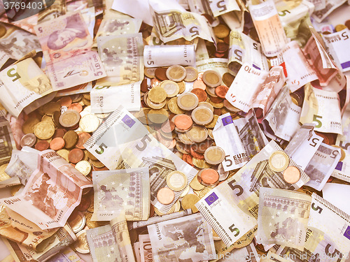 Image of  Euro note and coin vintage