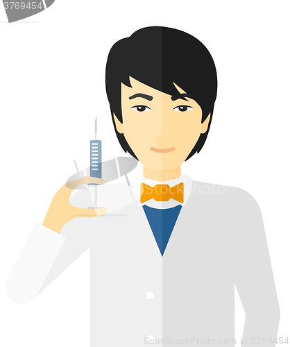 Image of Doctor holding syringe.