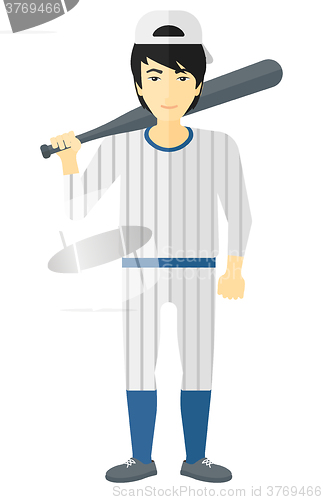 Image of Baseball player standing with bat.