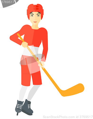 Image of Ice-hockey player with stick.