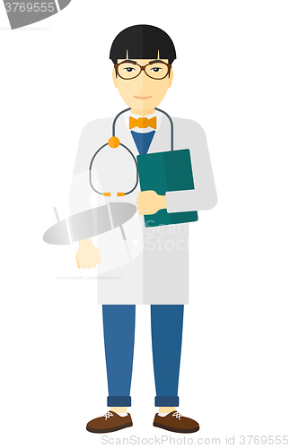 Image of Doctor with stethoscope and file.