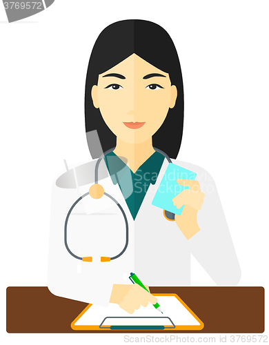Image of Pharmacist taking notes.