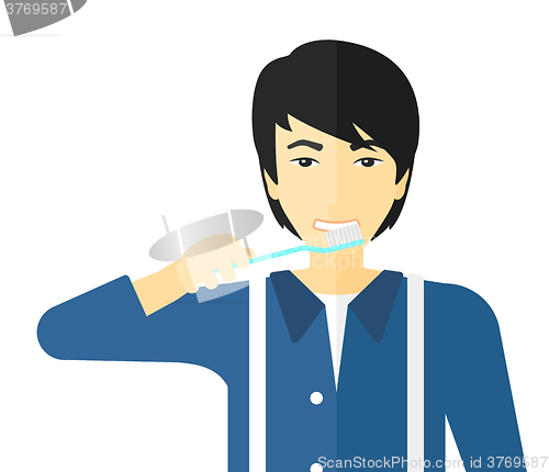 Image of Man brushing teeth.