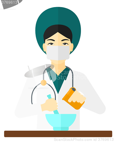 Image of Pharmacist preparing medicine.