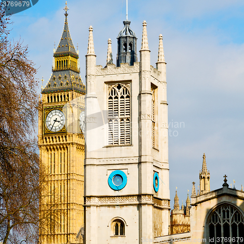 Image of london big ben and historical old construction england  aged cit